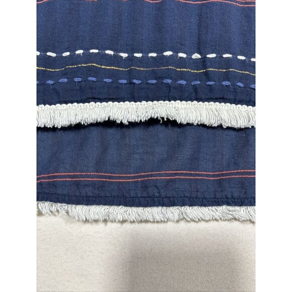 Mettle‎ Blue Short Sleeve Blouse Flutter Sleeve Fringe Women’s L - Picture 3 of 6